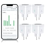 EIGHTREE WLAN Smart Steckdose 5GHz, Smart Home WiFi Steckdose, Alexa Zubehör, Stromverbrauch Messen, Zeitplan, Fernzugriff, Funktioniert mit Alexa, Google Home, SmartThings, 16A, 4PC