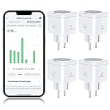 EIGHTREE WLAN Smart Steckdose 5GHz, Smart Home WiFi Steckdose, Alexa Zubehör, Stromverbrauch Messen, Zeitplan, Fernzugriff, Funktioniert mit Alexa, Google Home, SmartThings, 16A, 4PC