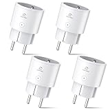 Alexa Steckdose 4er Pack, EIGHTREE Smart WLAN Steckdose mit Strommessung, Sprachsteuerung & Timer, Smart Home WiFi Steckdose funktioniert mit Alexa, Google Home, Nur 2.4GHz WiFi